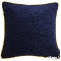 McAlister Textiles Taie Oreiller Alston Chenille | 49x49cm Uni Deux Tons Couleur Bleu Marine et Ocre | Housse de Coussin Décorative pour Canapé  Sofa - B076GPQ5HH
